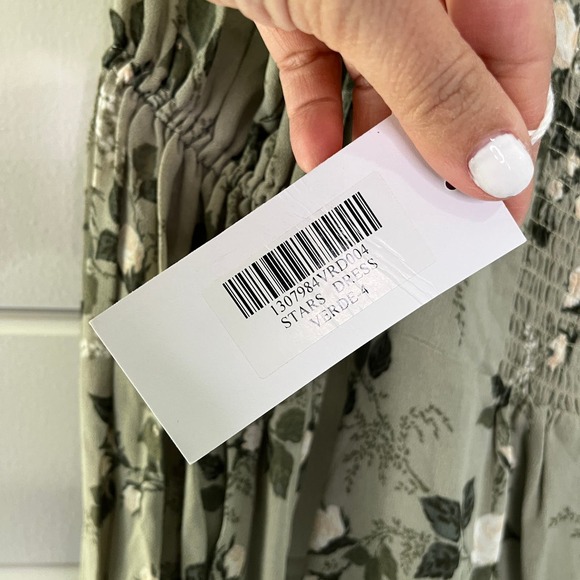 Reformation Floral Maxi Dress Stars in Verde Square Neck Green Womens 4 NEW - Picture 14 of 16